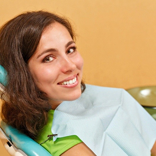 Patient at appointment for advanced dental implant procedures in Houston