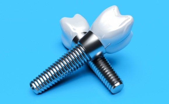Two sizes of dental implant supported replacement teeth