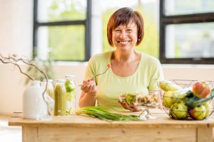 woman eating a salad