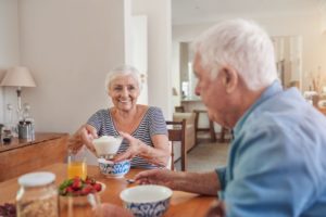 Senior couple enjoying nutritious meal together