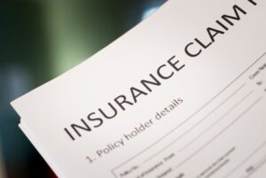 Close-up of insurance claim form