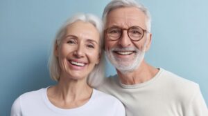 Smiling senior couple with nice teeth 